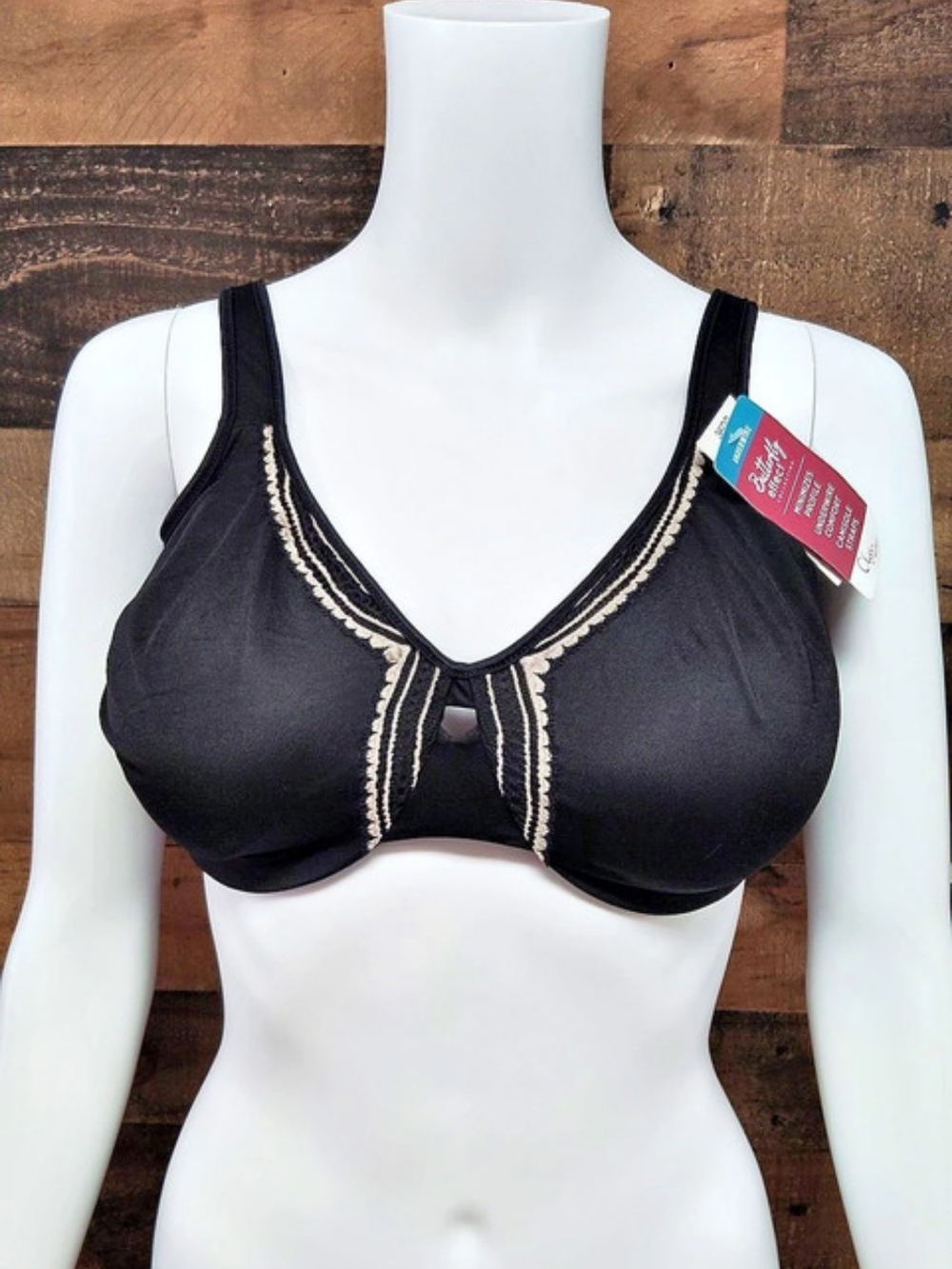 Olga Butterfly Effect Minimizer Bra Minimizer Underwire Bra Black 36DD NWT
